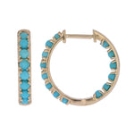 Load image into Gallery viewer, EHZ57733TQ. 14K Solid Gold Turquoise Hoops