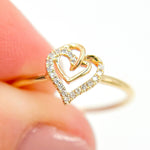 Load image into Gallery viewer, 14K Gold Double Heart Diamond Ring