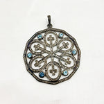 Load image into Gallery viewer, DP169. Diamond Sterling Silver Round Cross Pendant with Gemstone