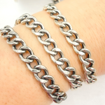 Load image into Gallery viewer, V46OX. Oxidized Sterling Silver Hollow Curb Link Chain