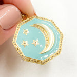 Load image into Gallery viewer, DP749A. Moon & Stars Enamel Pendant