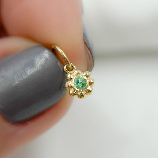 Solid Gold Diamond Flower Charm