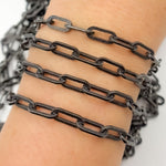 Load image into Gallery viewer, Black Rhodium Matt Sterling Silver Flat Paperclip Chain