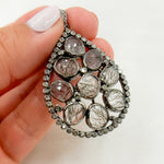 Load image into Gallery viewer, DSP019. Diamond Sterling Silver Drop Pendant With Gemstone