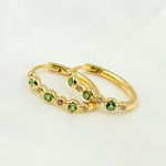 Load image into Gallery viewer, EHA56738EM. 14k Solid Gold Diamond and Emerald Oval Hoop