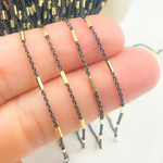 Load image into Gallery viewer, Sterling Silver Satellite Gold Plated and Black Rhodium Two Tone Bar Chain