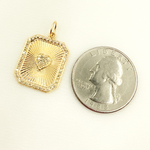 Load image into Gallery viewer, 14K Solid Gold Diamond Rectangle Charm. GDP237