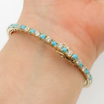 Load image into Gallery viewer, BTM68424TQO1. 14K Solid Yellow Gold Diamond and Turquoise Bangle