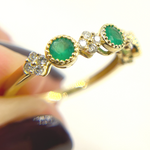 Load image into Gallery viewer, 14K Solid Gold Diamond and Emerald Ring.