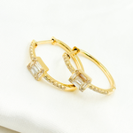 Load image into Gallery viewer, EHG57036. 14k Solid Gold Diamond Baguette Oval Hoops