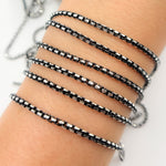 Load image into Gallery viewer, Black Rhodium and Sterling Silver Diamond Cut Box Chain