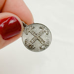 Load image into Gallery viewer, DC881. Diamond Sterling Silver Round Cross Pendant