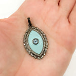 Load image into Gallery viewer, Diamond Sterling Silver Eye Enamel Pendant with Gemstone