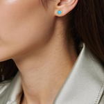 Load image into Gallery viewer, 14K Solid Yellow Gold Diamond and Turquoise Heart Stud Earring