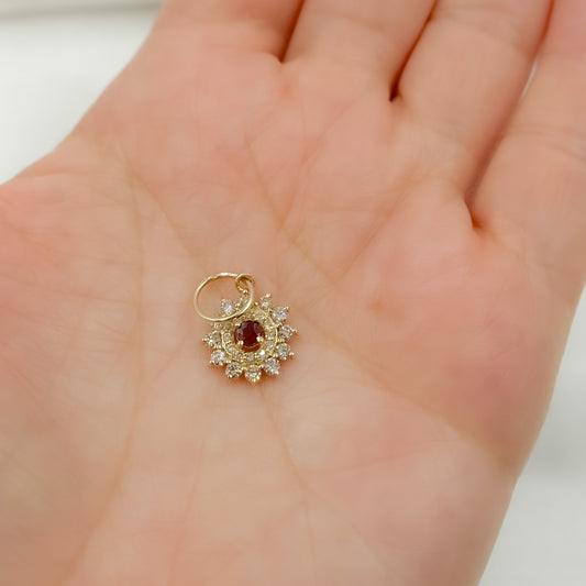 14K Solid Gold Diamond Flower Charm. GDP211