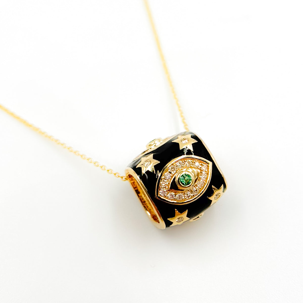 Shop 14K Solid Gold Black Enamel and Diamond Evil Eye Design Ring Charm