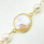 Load image into Gallery viewer, White Freshwater Pearl Organic and Bezel Round Shape Wire Wrap Chains