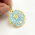 Load image into Gallery viewer, Shop Diamond Sterling Silver Star Round Enamel Pendant