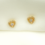 Load image into Gallery viewer, EFC51817. 14K Gold and Diamonds Heart Earrings