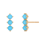 Load image into Gallery viewer, 14K Solid Yellow Gold Turquoise Bar Stud Earring