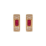 Load image into Gallery viewer, EHF57634. 14k Solid Gold Diamond and Gemstones Hoop Earrings