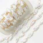 Load image into Gallery viewer, Buy Now Gold Plated Wire Biwa Freshwater Pearl Chain