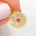 Load image into Gallery viewer, 14K Solid Gold Diamond Circle Charm