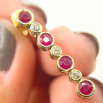 Load image into Gallery viewer, EFD52175RU. 14K Solid Gold Diamond & Ruby Dangle Earrings