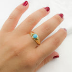 Load image into Gallery viewer, 14K Solid Yellow Gold Turquoise Ring.