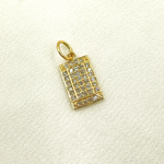 Load image into Gallery viewer, 14K Solid Gold Diamond Rectangle Charm. GDP77