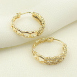 Load image into Gallery viewer, EHH56761. 14k Solid Gold & Diamonds Hoops Earrings