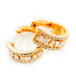 Load image into Gallery viewer, Buy 14K Solid Yellow Gold Diamond Baguette Huggie