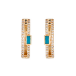 Load image into Gallery viewer, CE96477. 14k Solid Yellow Gold Diamond Baguette Hoops with Stones