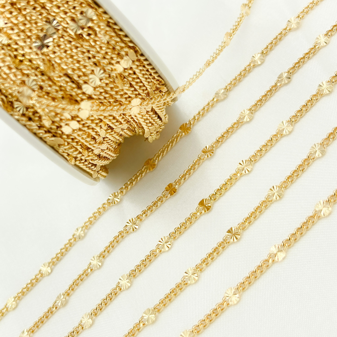 V211GF. 14k Gold Filled Curb & Diamond Cut Marina Link