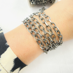 Load image into Gallery viewer, V83OX. Oxidized Sterling Silver Diamond Cut Cable Link Chain