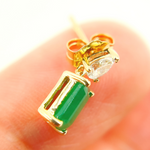 Load image into Gallery viewer, CE95814EM6X4. 14k Solid Yellow Gold Emerald & Diamond Dangle Studs