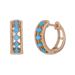 Load image into Gallery viewer, EHZ57404TQ. 14K Solid Gold Turquoise Hoops