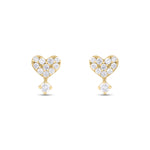 Load image into Gallery viewer, ER421146. 14K Solid Gold Diamond Heart Studs