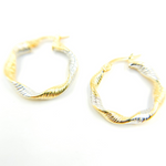 Load image into Gallery viewer, GER32. 14K Solid Gold Twist Round Classic Hollow Hoop Earrings