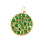 Load image into Gallery viewer, CGDP36. 14K Solid Gold Circle Shape Emerald Charm