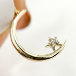 Load image into Gallery viewer, Buy 14K Solid Gold Moon & Star Charm with Gemstone