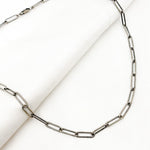 Load image into Gallery viewer, Oxidized Silver Smooth Paperclip Necklace