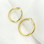 Load image into Gallery viewer, GER156. 14K Solid Gold Hollow Flat Hoop Earrings