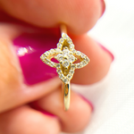 Load image into Gallery viewer, 14K Solid Gold Diamond Flower Ring.
