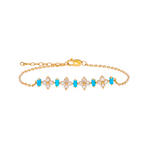 Load image into Gallery viewer, BFH60962TQ. 14K Solid Gold Diamond and Turquoise Flower Bracelet