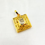 Load image into Gallery viewer, DC540. Diamond Sterling Silver Square Pendant with Polki Diamond
