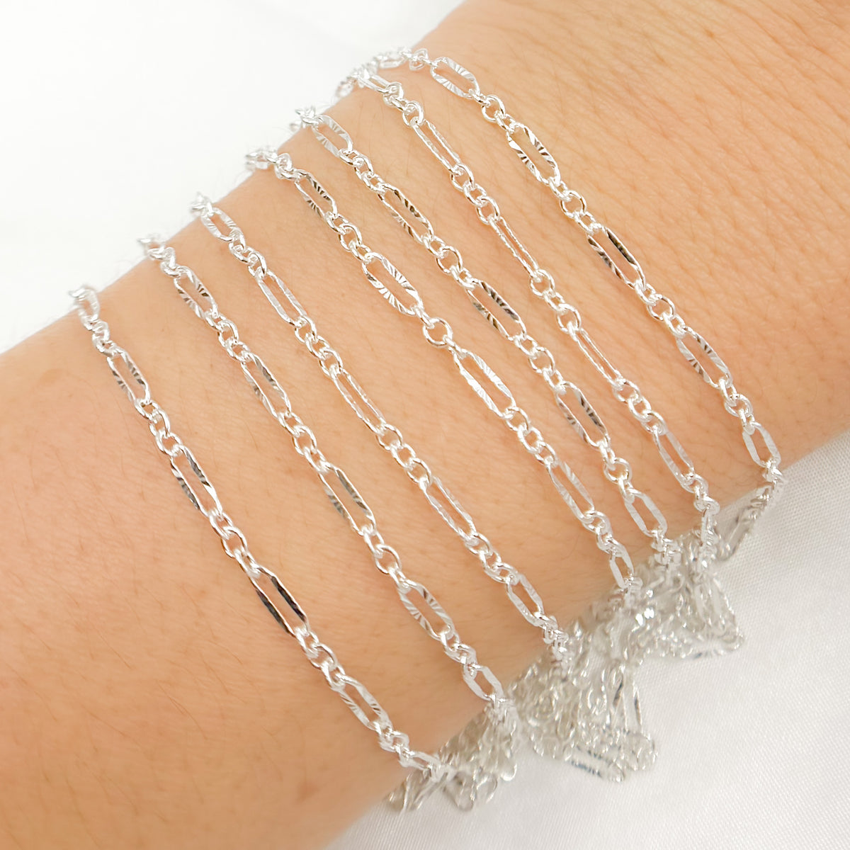 Sterling Silver Diamond Cut Marina Link Chain