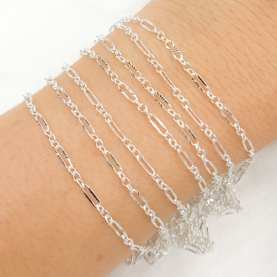 Sterling Silver Diamond Cut Marina Link Chain