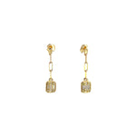 Load image into Gallery viewer, EFD52663. 14k Solid Gold Diamond Baguette Rectangle Paperclip Dangle Earrings