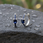 Load image into Gallery viewer, EHZ56727BS. 14K Solid White Gold Blue Sapphire Huggies